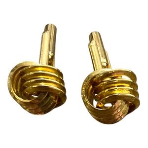 Vintage Gold-Tone Knot Cufflinks Textured Modernist Design Men’s Jewelry
